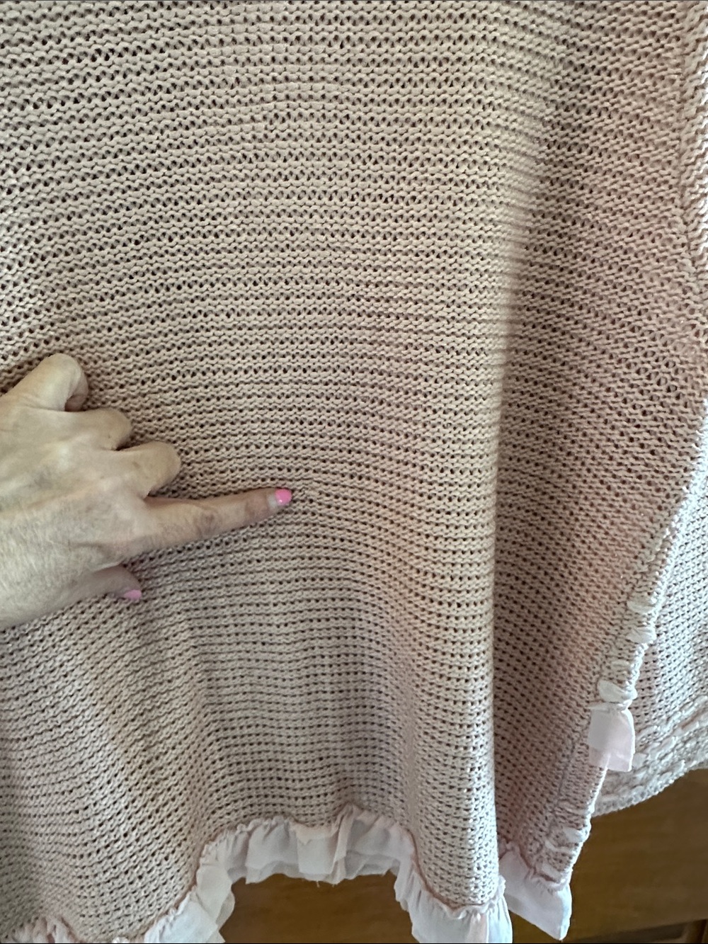 Ruby Rd. Blush Knit Ruffle Open Cardigan - Picture 6 of 10